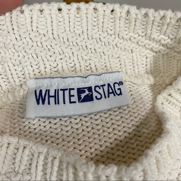 Vintage 90's White Stag Mock-Neck Ivory Sweater - Picture 7 of 12